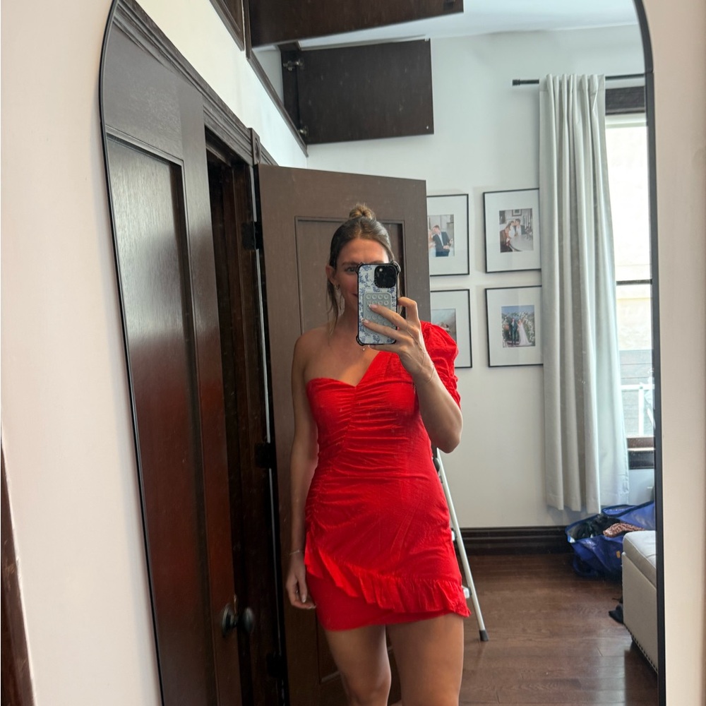 Leith Vibrant Red One-Shoulder Dress